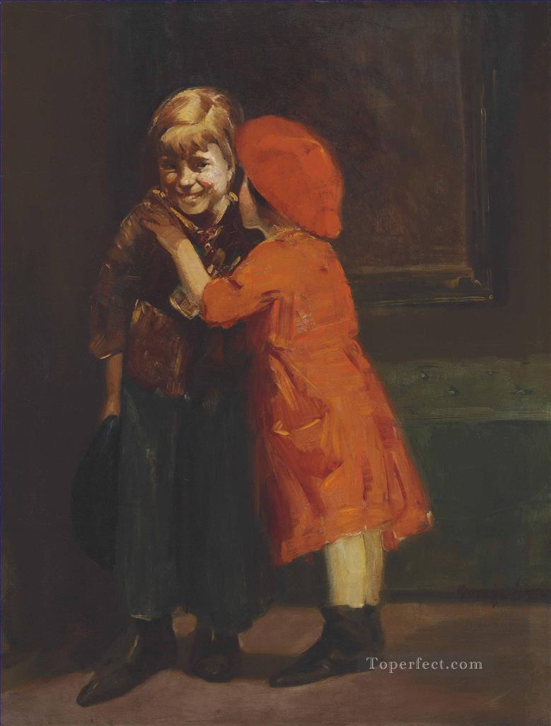 In the Corner George luks kids child kids child impressionism Oil Paintings